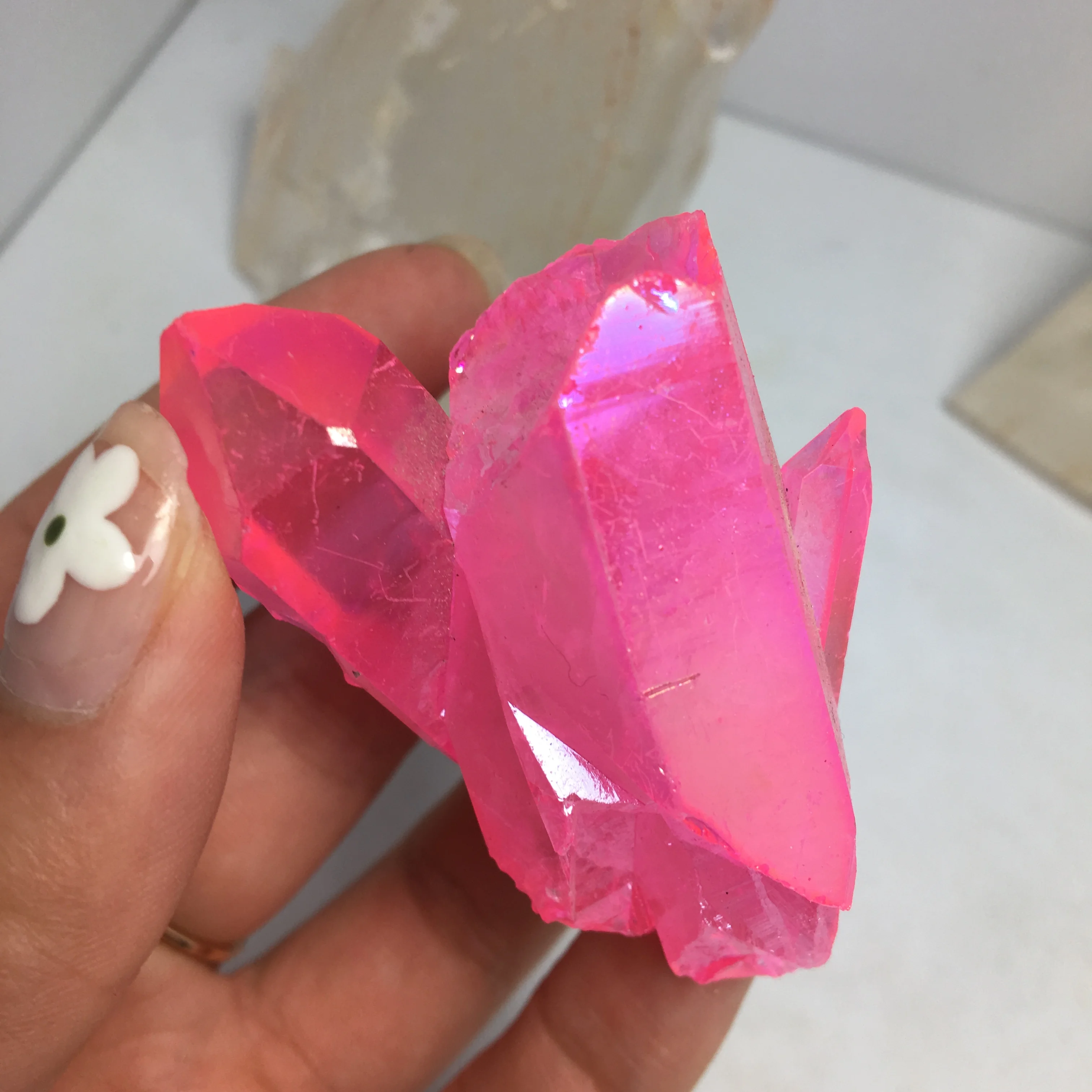 Аура кварцевый кристалл кластер Ангел натуральный Druzy Geode образцы минералов для