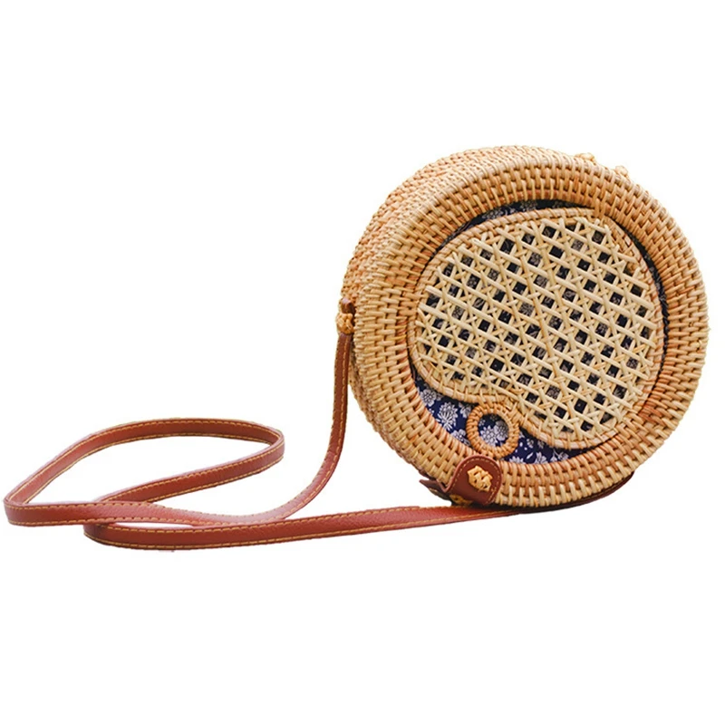 

TFTP-Beach Bag Straw Shoulder Bags Women Handbags Woven Rattan Sac A Main For Ladies Round Rattan Handbags Women Circle Straw