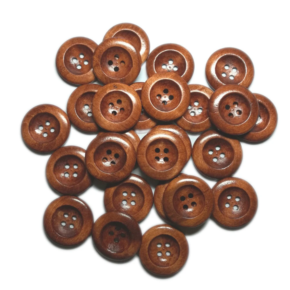 

20PCS Wooden Buttons Natural Color Round 4-Holes Sewing Scrapbooking DIY Buttons Sewing Accessories Coconut Tree Wood Buttons