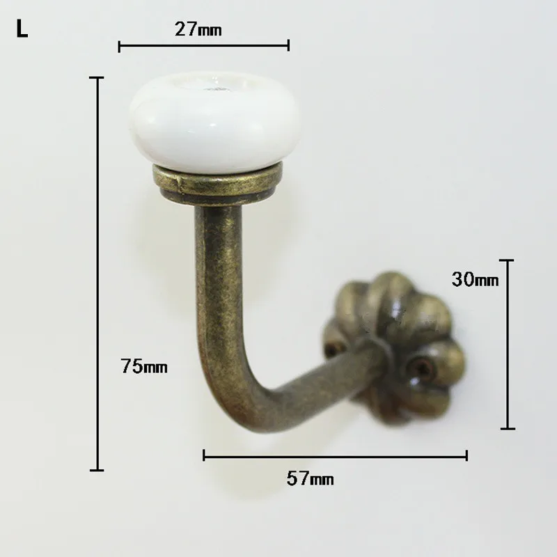 Настенные двери сплава крючки с керамической для шляп пальто одежда вешалки для полотенец, аксессуары для ванной комнаты крючки, мебельная фурнитура, 1 шт - Цвет: L