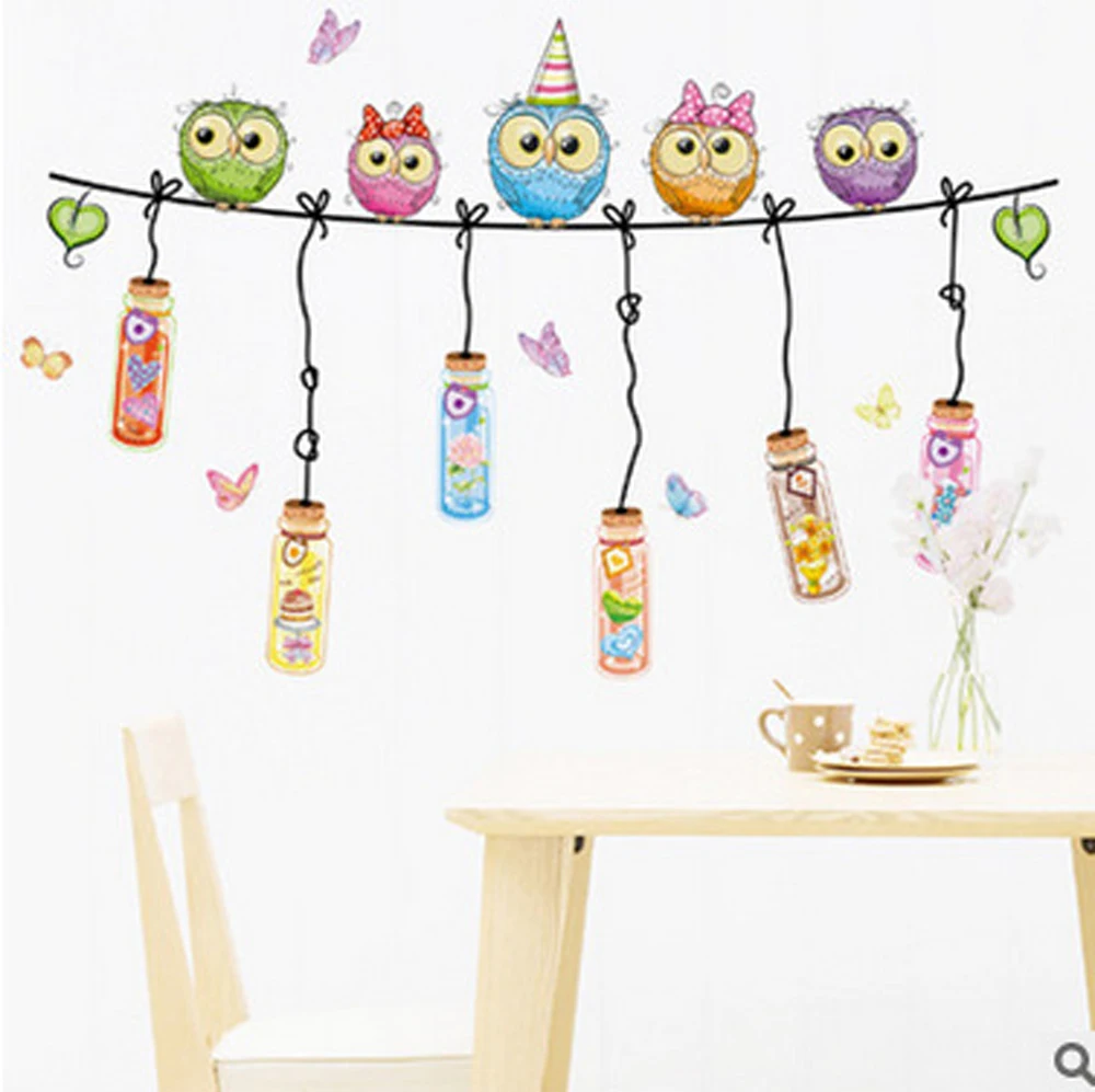 Children room kindergarten classrooms the cartoon animals wall post owls sofa wall decorative stickers