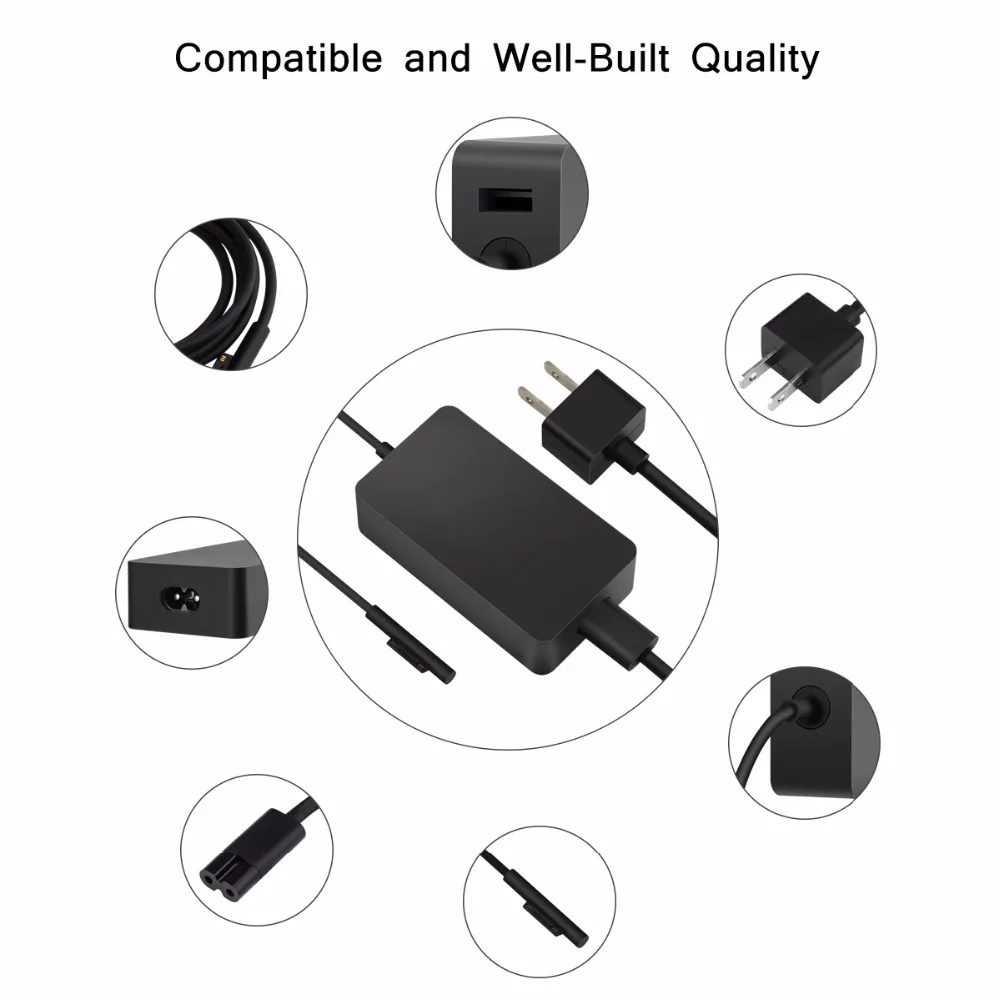 DC 15V 4A 65W источник питания с 5V 1A USB портом AC зарядное устройство адаптер питания для microsoft Surface Book Laptop Pro 3 Pro 4 Pro 5