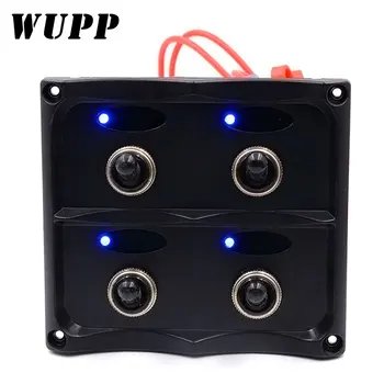 

WUPP 12-24V Waterproof 4-Gang Toggle Switch Panel with Fuse LED Indicators Switches for Car Boat Marine Motorcycle RV Caravan
