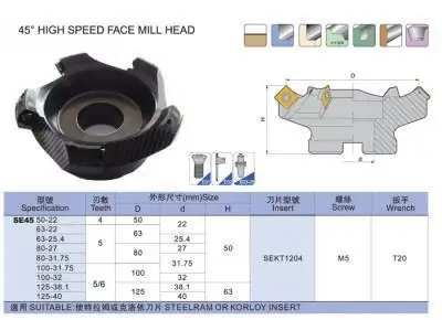 Новый BT40 FMB27 45 мм M16 держатель + SE-KM-45 градусов лицо фрезы KM12 80-27-5T + 10 шт. SEKT1204 стали карбдная вставка