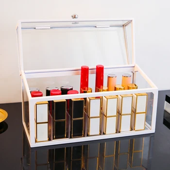 

Clear lipstick glass 24 grids lipstick holder box with lid quality glass 24 grids lipstick organizier holder lipstick box S6107