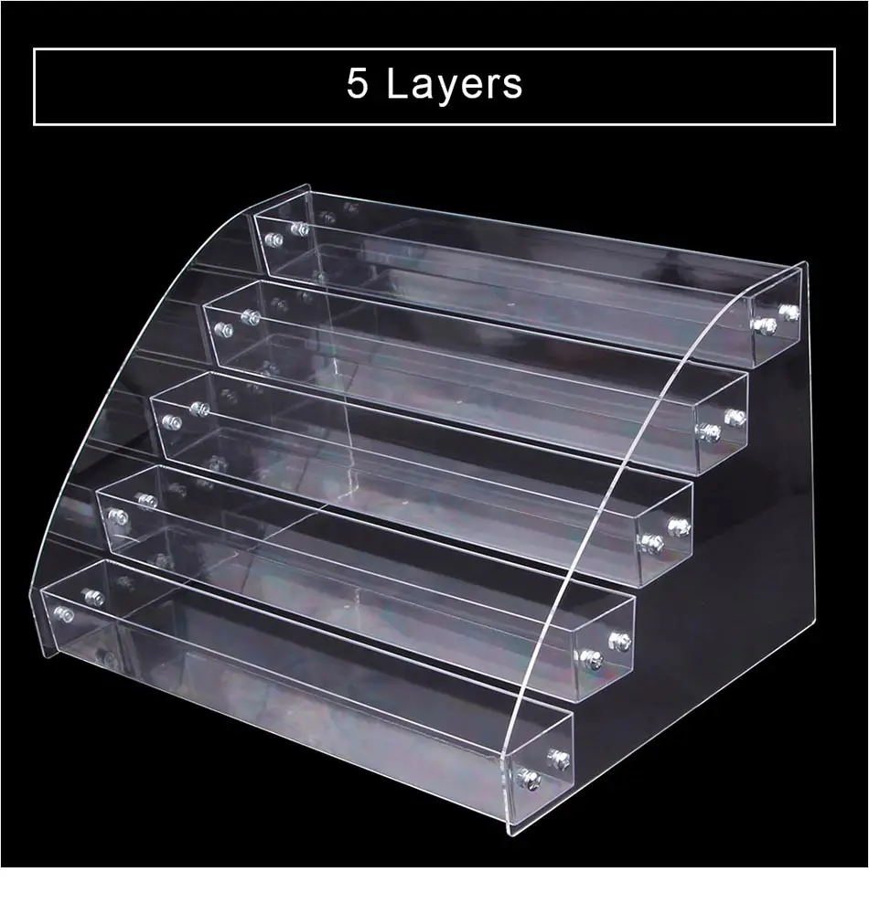 1-7 ярусов стойка для лака для ногтей акриловый дисплей держатель настольный дисплей подставка пластиковая коробка помада Органайзер чехол для хранения макияж