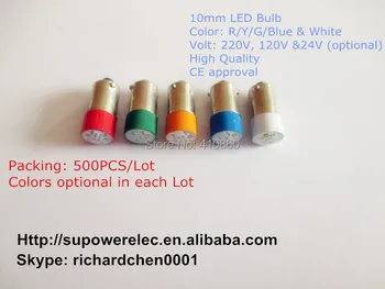 

CE Approval High Brightness 10mm BA9S 380V 220V 110V 48V 24V 12V 6.3V LED Bulb Light Head For Pushbutton Switch Control System