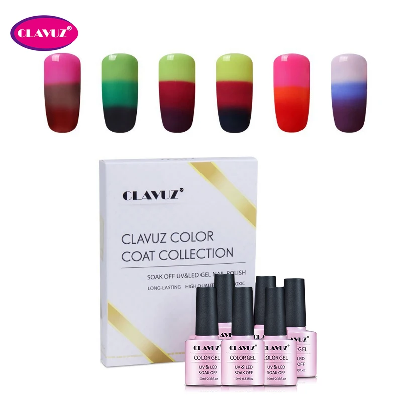 

CLAVUZ Temperature Change UV Gel Nail Polish Set Thermal Varnish Thermo Gradient Colorful Lacquer Kit 6PCS Gift Gel Polish Sets