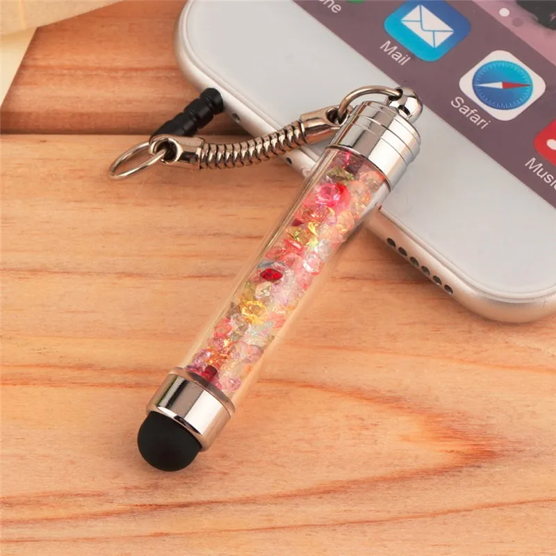 FFFAS Алмазный кристалл стилус для сенсорного экрана 3,5 мм заглушка от пыли 2 в 1 для iPhone планшета Android телефонов Стилус ручка