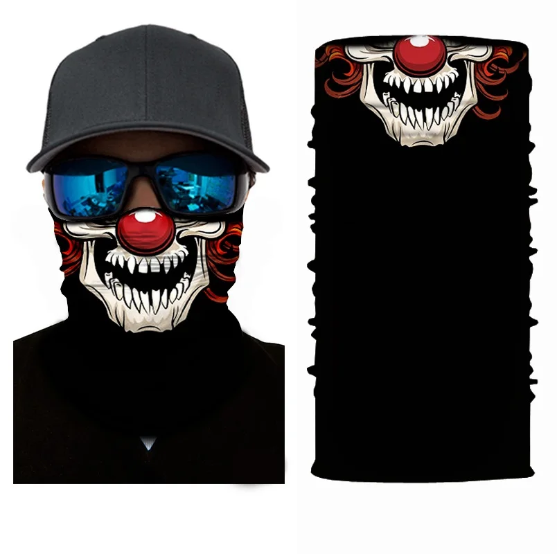 mens infinity scarf Clown Design Magic Headband Death Knight Pirate Scarf Skull Skeleton Ghost Ski Cycling Headwear Headband Motorcycle Neck Bandana head scarves for men Scarves