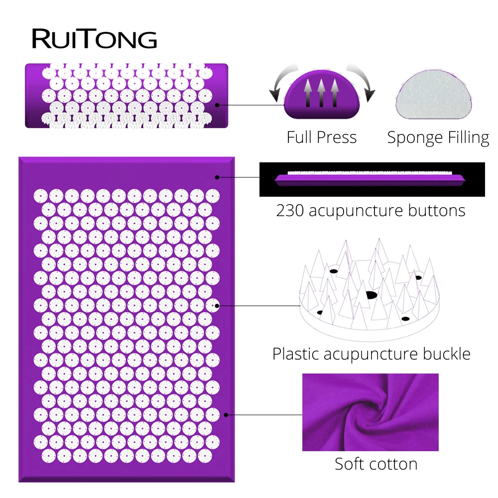 RuiTong 12 Colors Shakti Massage Acupuncture Pillow Effective Relief Back Neck Pain Yoga Acupuncture Massage Mat Dropshipping RuiTong 12 Colors Shakti Massage Acupuncture Pillow Effective Relief Back Neck Pain Yoga Acupuncture Massage Mat Dropshipping