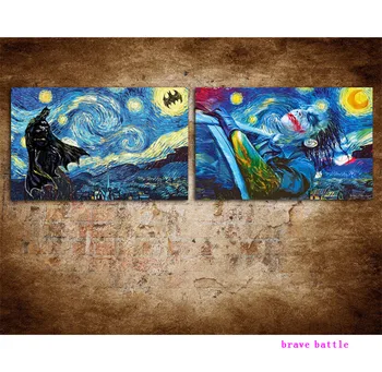 

Van Gogh Batman Joker 2 Pieces Canvas Painting Print Living Room Home Decor Modern Wall Art Oil Painting
