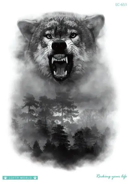 

Temporary Tatoo Fake Tattoo Sticker Bear Forest Tatouage Flash Tatto Large Size Waterproof Tattoos For Men Women Girl