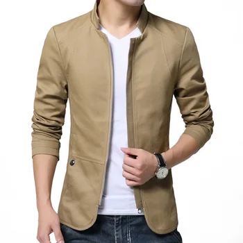 

Men Casual Coat Slim Fit Zipper Solid Business Coat for Spring Autumn TY53