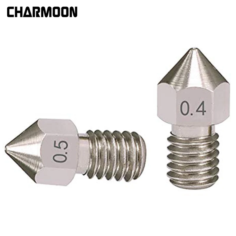 5pcs MK8 V5 V6 Stainless Steel Nozzle 0.3mm 0.4mm 0.5mm M6 Threaded Part 1.75mm 3mm Filament For Extruder 3D Printers Parts