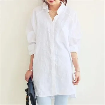 

Vogorsean Women Blouse Shirt Spring Summer Woman Blouses Office Lady Ol Elegant Loose Tops Large Plus White Casual Linen Blusas
