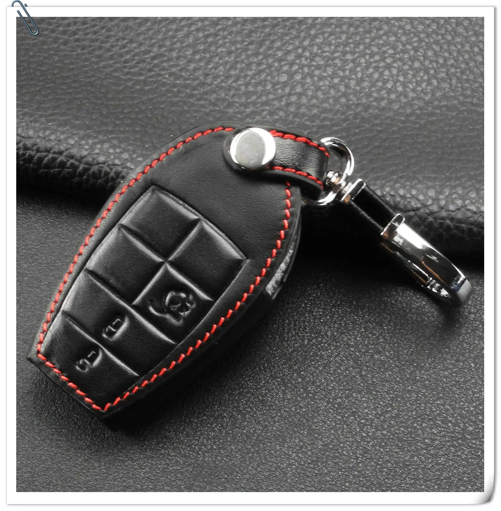 Keyforkess astuccio portachiavi in pelle con telecomando intelligente per Dodge Charger Magnum Chrysler 4 pulsanti Cover senza chiave per auto -
