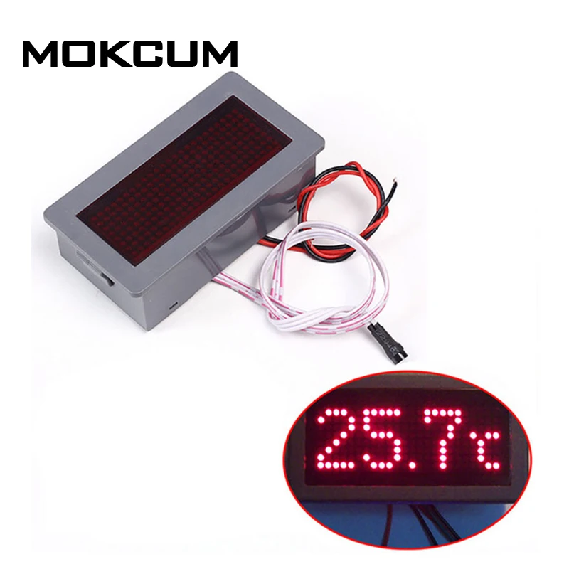 

DZB198 Red LED Display Dot Matrix Electronic Thermometer w/Shell 5V 200mA Household Temperature Sensor