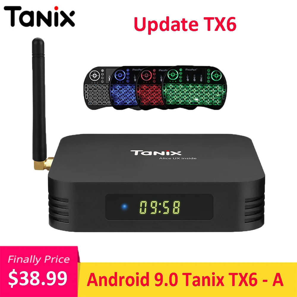 Tanix обновление TX6-A Android 9,0 ТВ приставка Allwinner H6 4 Гб 64 Гб 2,4 ГГц 5 ГГц wifi BT4.1 поддержка 4 к H.265 Bluetooth 4,0 wifi ТВ приставка