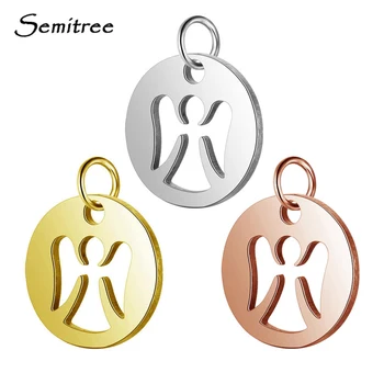 

Semitree 5pcs/lot Stainless Steel Angel Pendant Charms Gold Rose Gold Charm DIY Bracelet Necklace for Jewelry Making Findings
