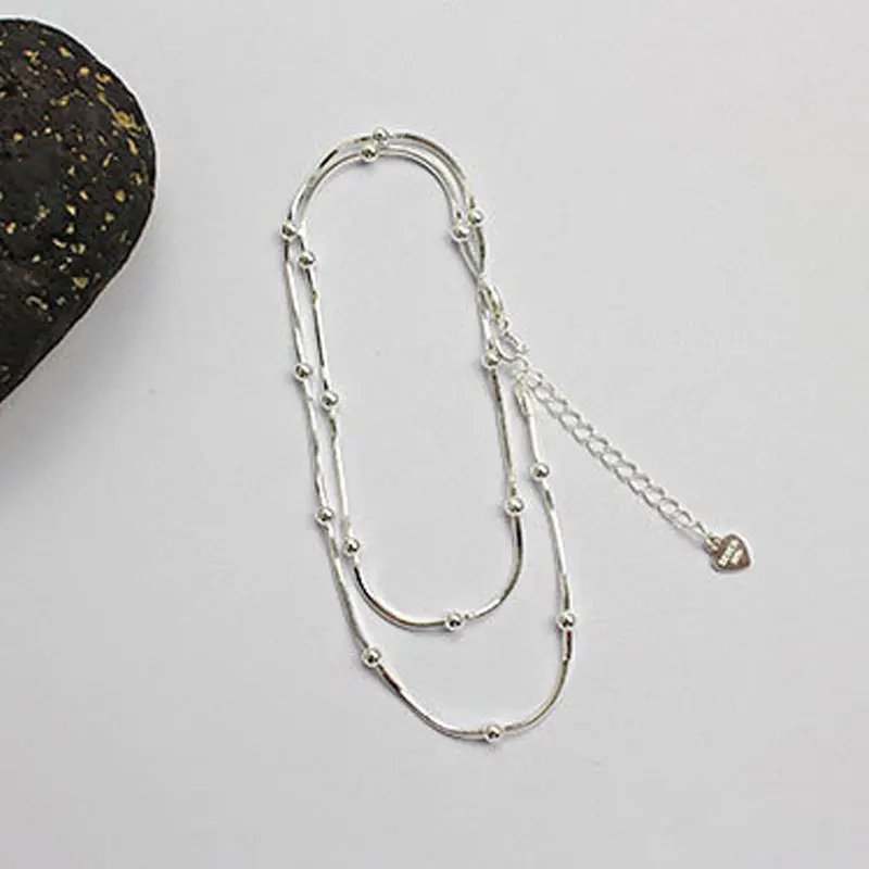 OLOEY, настоящее 925 пробы, серебряное ожерелье с цепочкой в виде змеи для женщин и девочек, простое ожерелье с бусинами, хорошее ювелирное изделие, Прямая поставка YMN061