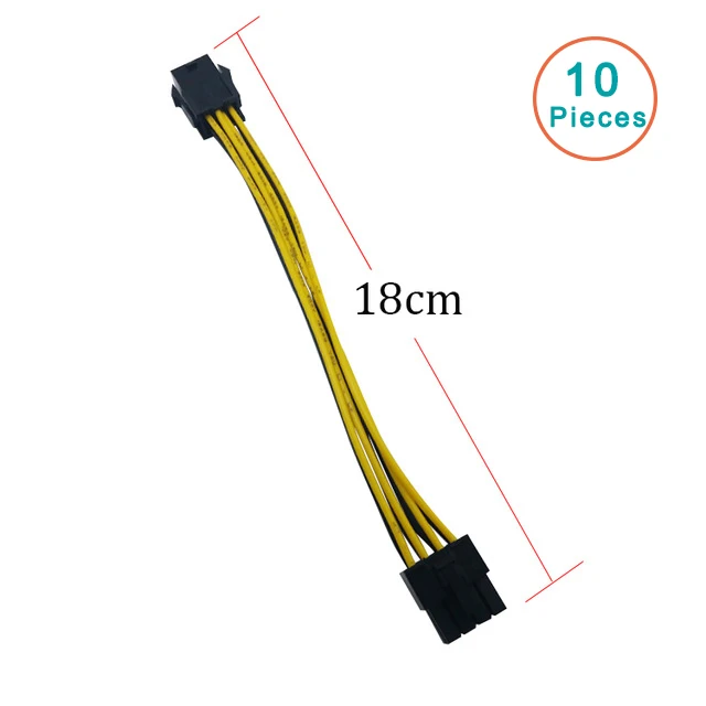 

10 шт./лот, PCI Express PCI-E 6 Pin-8 Pin 6 Pin to 8 Pin 6 p to 8 p pci e адаптер для графической карты, кабель питания 18 см для ПК
