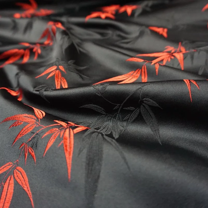 Бамбуковый принт жаккардовая парча ткань, Шелковый атласный материал ткань материал пальто платье стеганая ткань для шитья, пэчворка метром