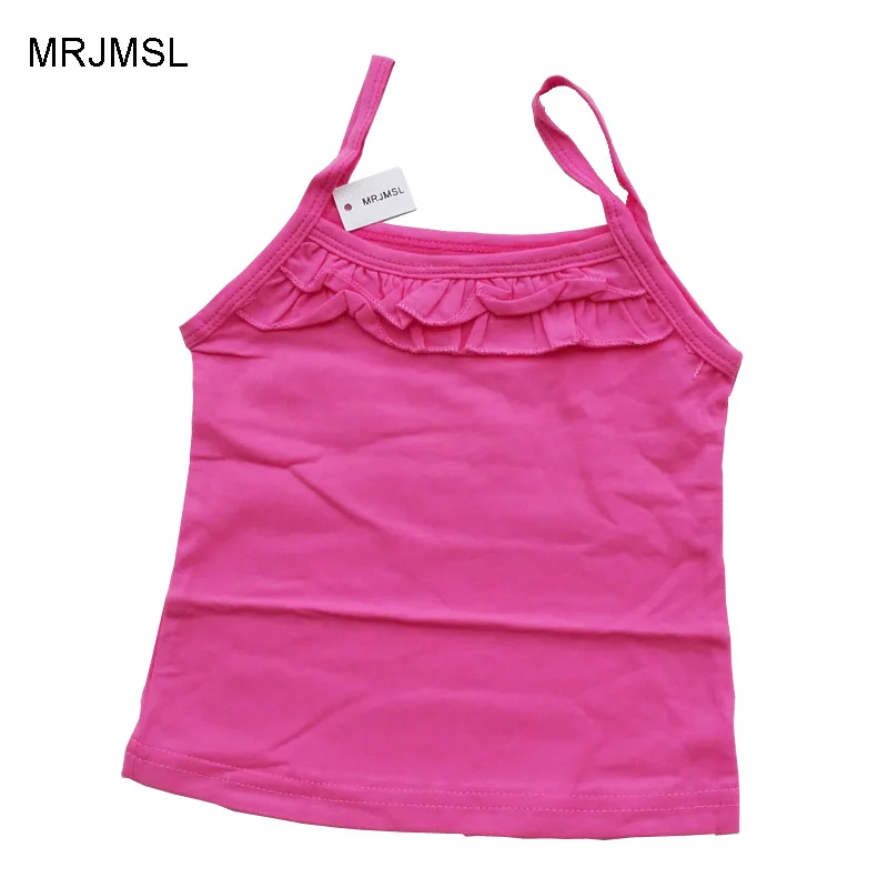 

Children Summer T-shirts Girl Spaghetti Strap Top for baby girls Suspenders Vest candy solid camisoles backless blouse 2019