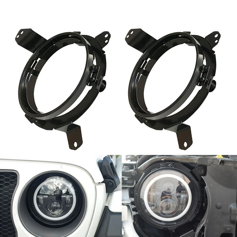 Pair LED Headlight Mounting Brackets Steel Extension Adapter Rings