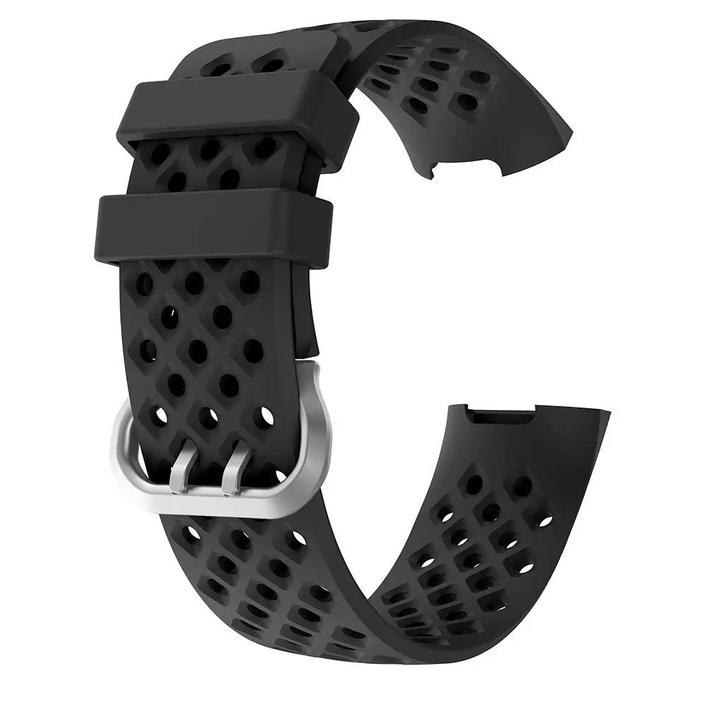 Fashion Sports Breathable Silicone Watchband Bracelet for Fitbit Charge 3 Smart Watch Wristband Strap Small Large (7)