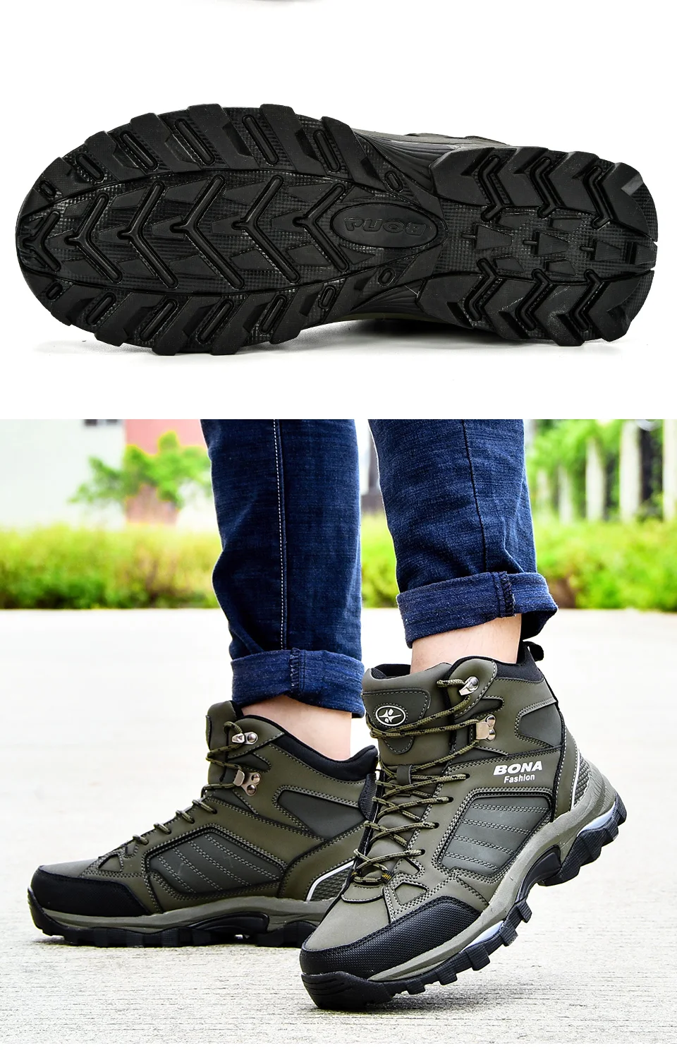 BONA Мужские ботинки анти-скольжения кожаной обуви Для мужчин популярные удобные Демисезонный Мужская обувь короткие плюшевые ботильоны на зиму прочная, долговечная подошва
