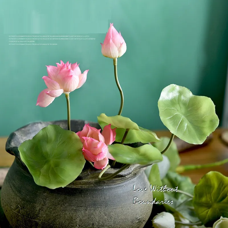 

Silicone simulation Lotus leaf Decorative flowers indoor furnishing simulation Lotus bouquet 2pcs/lots