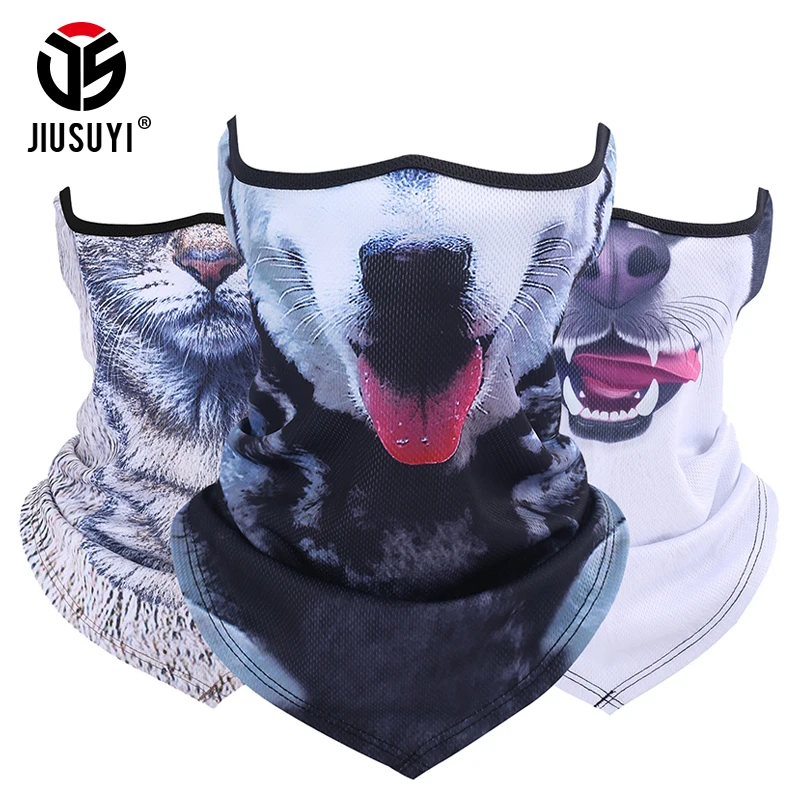 3D Собака Кошка Животное уха крышка бандана шеи Gaiter теплая половина лица маска