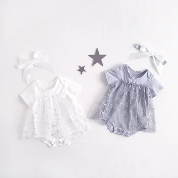 

2019 Babys Girls Patchwork Romper Cotton Mesh Summer Baby Jumpsuit 0-2T