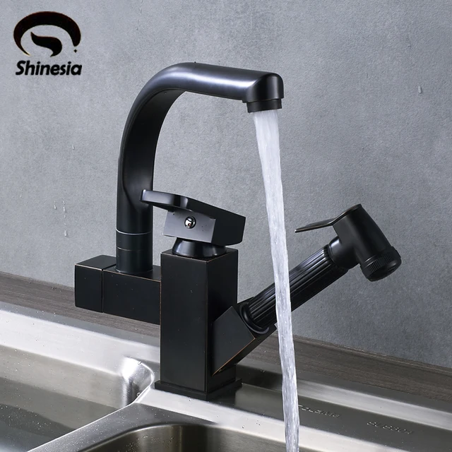 Best Quality Oil Rubbed Bronze Spring Kitchen Faucet Swivel Spout Pull Out Kitchen Sink Mixer Tap Deck Mounted