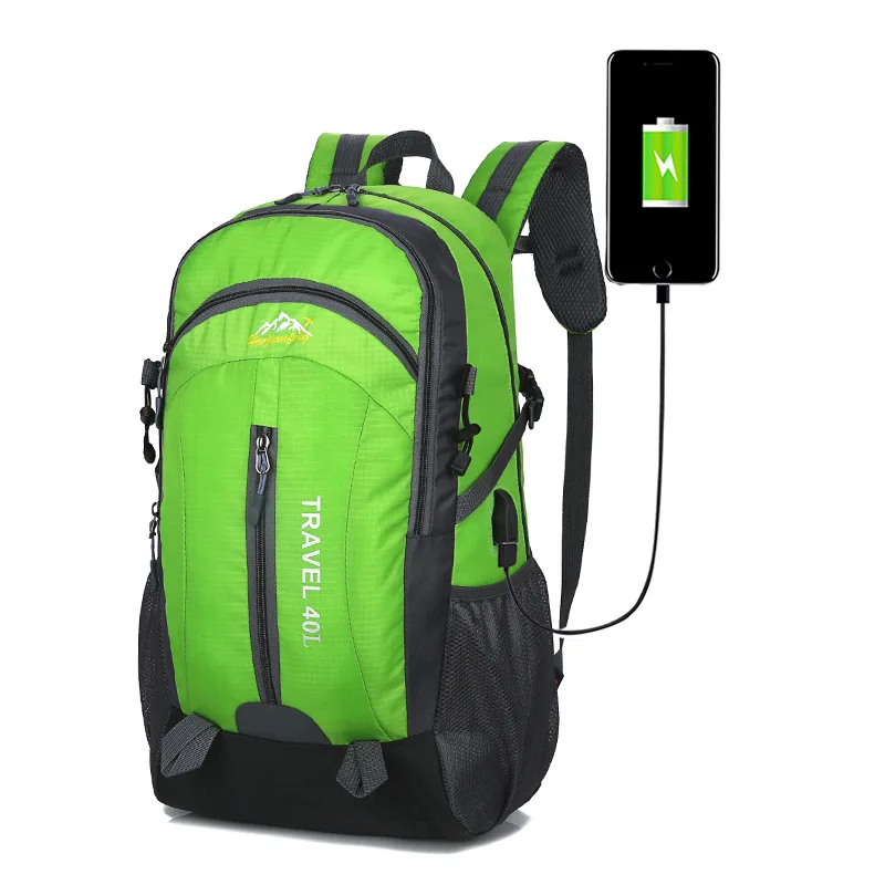 40L водонепроницаемый рюкзак USB зарядка походная сумка Велоспорт альпинистский Рюкзак Дорожные уличные сумки мужские и женские противоугонные спортивные сумки - Цвет: green