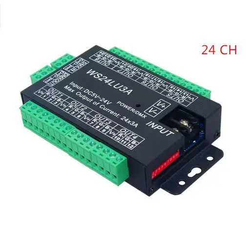 

best price 1 pcs 24 channel 8 group dmx 512 led decoder use for led strip light
