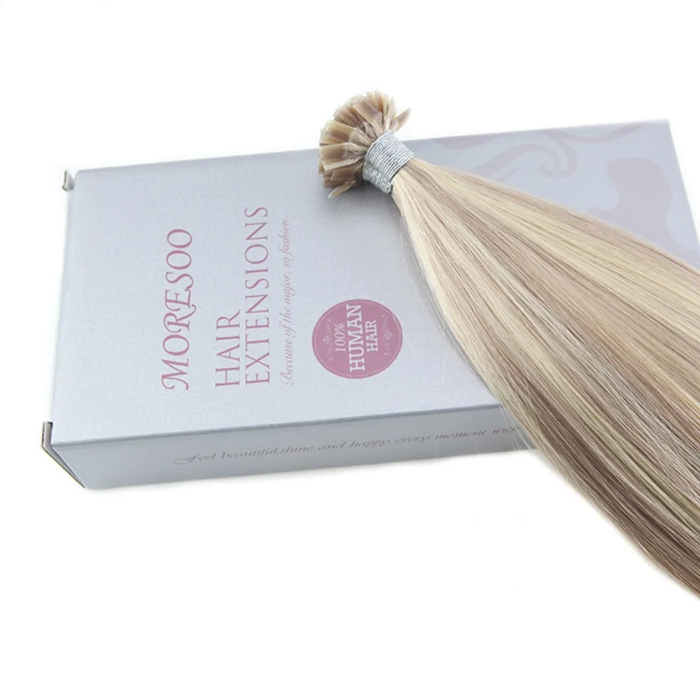 Moresoo Straight Fusion Keratin Flat Tip Machine Made Remy Human Hair Extensions 1.0g/s 50g/pack