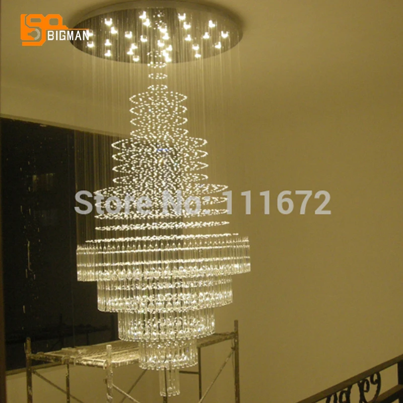 

lustre design large chandeliers modern crystal light Dia80*H300cm hang wire hotel lobby chandelier