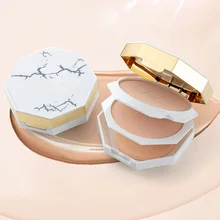 TLM прессованная пудра для лица мягкая полупрозрачная компактная контурная Палитра 2 в 1 финишная пудра корректор для макияжа лица хайлайтер