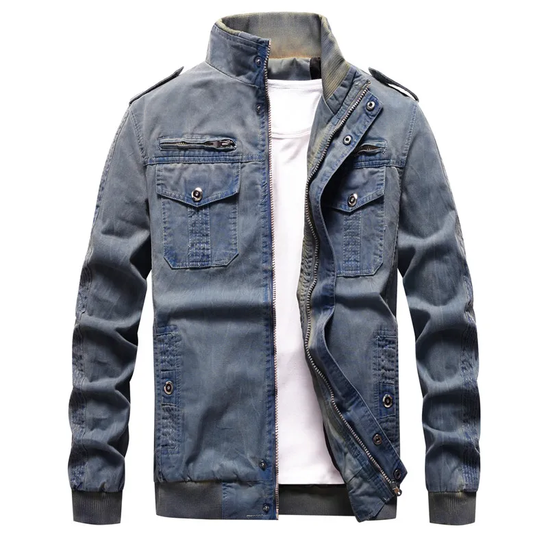 

Retro Pilot Jacket Men's Air Force Tactical Military coat Denim Jacket Casual Motorcycle Jacket large size DropShipping.
