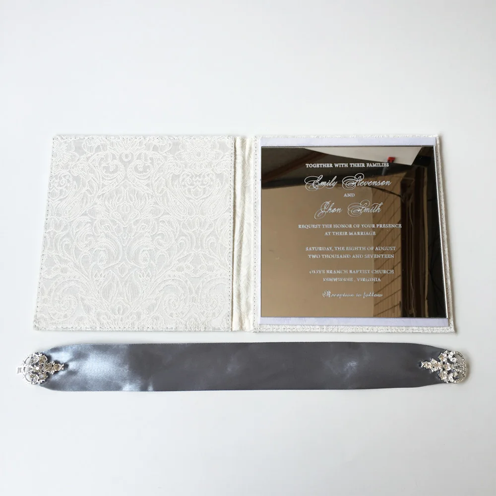  150x150mm Square Shape Silver Mirror Acrylic Wedding Invitation Card 100 Sets Per Lot - 32831283453