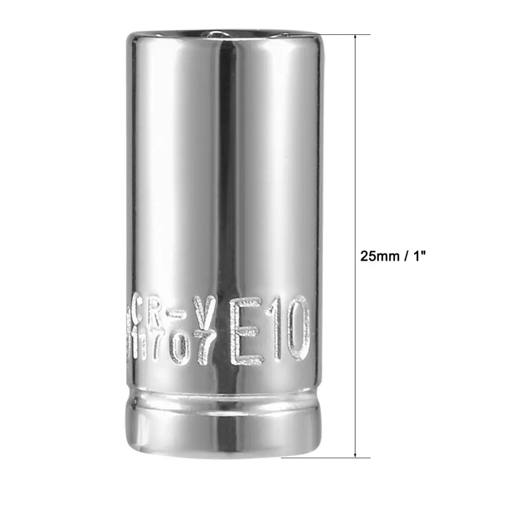 1/4 Inch Drive Universal Joint Socket Set - E10 External Torx & Spring Loaded Joints (4-Piece)