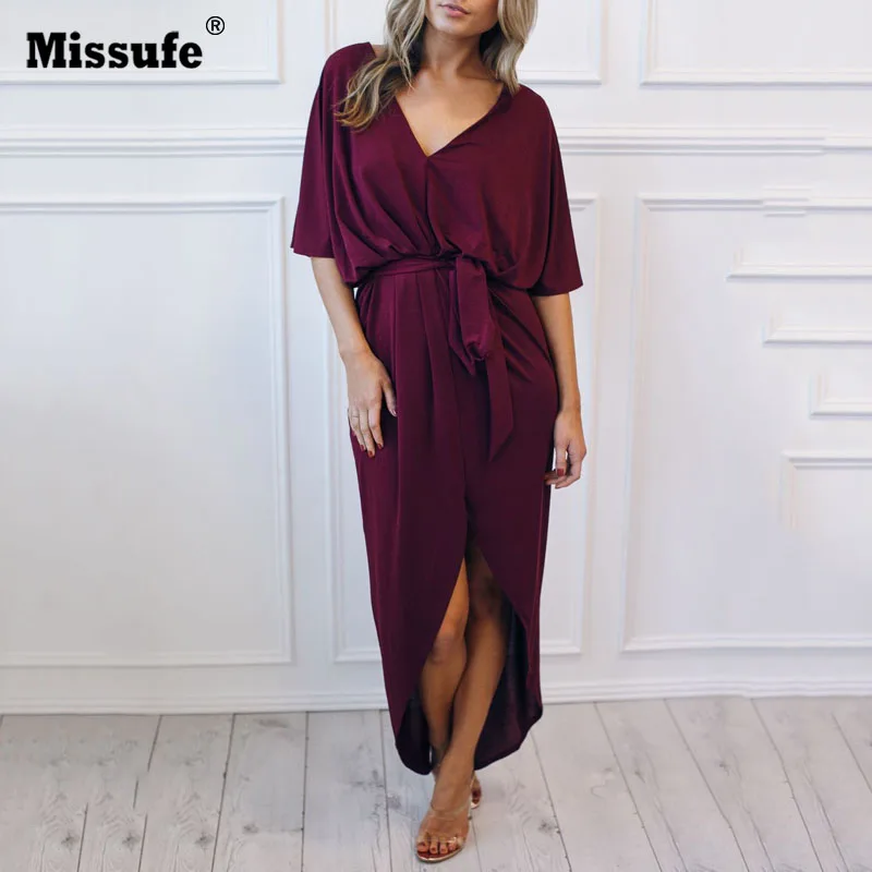 Missufe Бандаж с поясом Макси Платье разрезом Туника Vestidos платье Летнее Вечернее