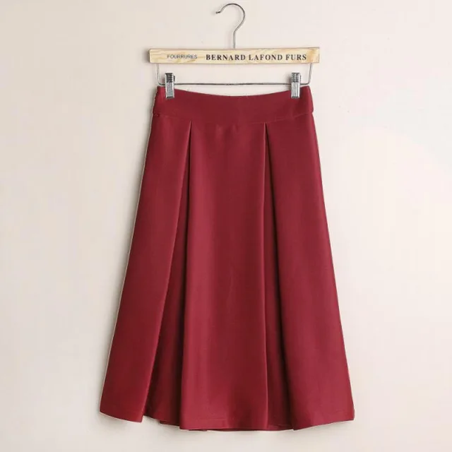 Plus Size Autumn Winter Flared Skirt Pleated Midi Skirt Retro Style ...