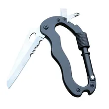 Outdoor tourist equipment multifunction quickdraw carabiner buckle knife saw Phillips screwdriver flathead screwdriver carabiner