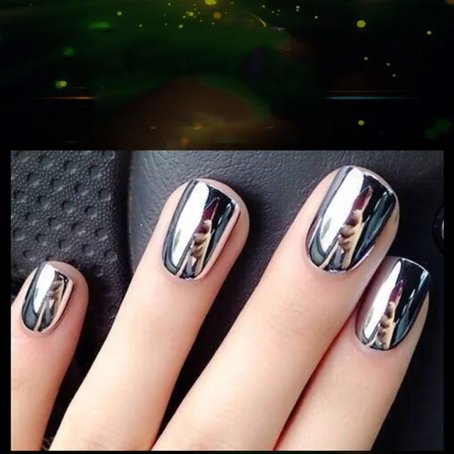 Metallic Silver Color Mirror Nail Polish Gel Base Coat L Off Metallic Silver Color Mirror Nail Polish Gel Base Coat L Off Varnish Manicure Design