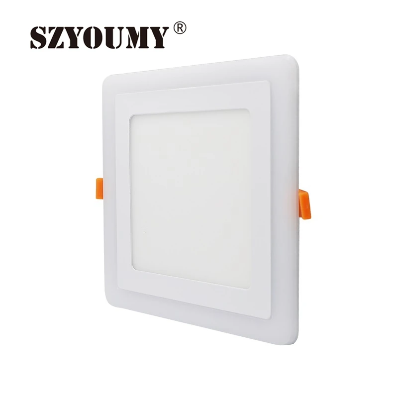 Szyoumy AC85-265V LED Панель свет 6 Вт 9 Вт площадь скрывал двойной Цвет холодный белый + синий/красный/ розовый/rgb светильник