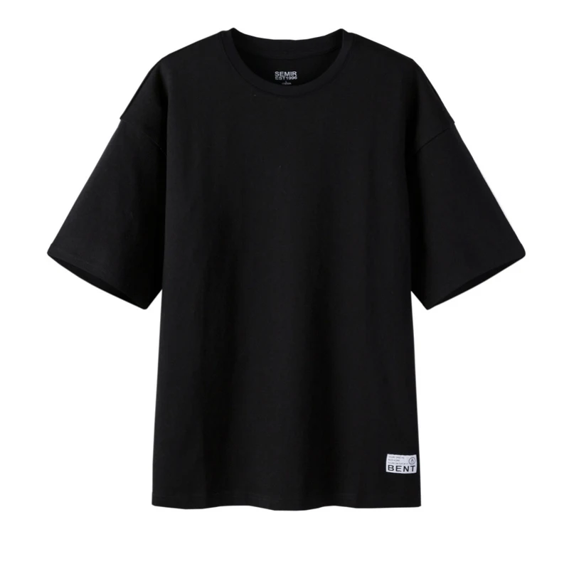 Мужская футболка с коротким рукавом SEMIR, Мужская футболка с круглым вырезом, классические футболки, модные летние футболки для мужчин - Цвет: black
