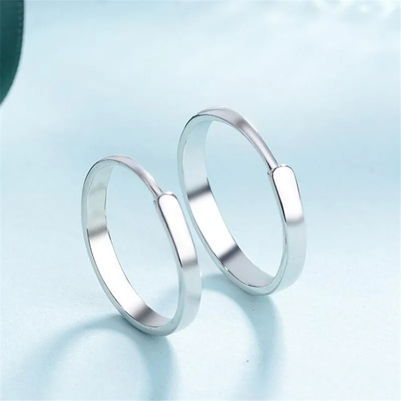 Simple Style Fashion Love Heart Female Couple Rings Copper Wedding Band Men Engagement Ring Couple Jewelry